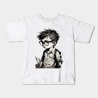 Boy with glasses in school one. Kids T-Shirt